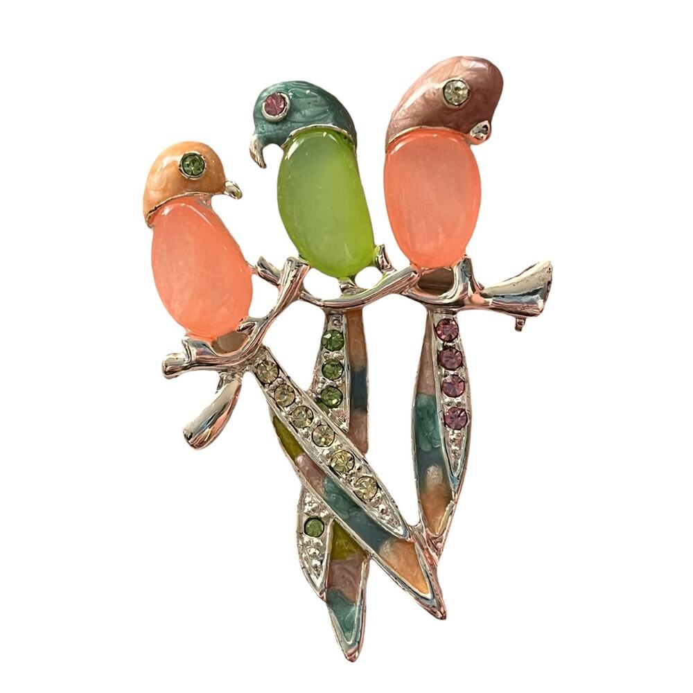 3 x 2 Vintage Monaco Exquisite Womens Bird Brooch Swarovski Crystal Belly Jelly